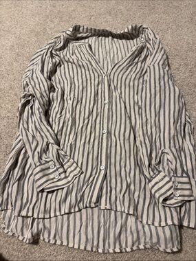 Splendid Blue and White Striped Button-Down Shirt